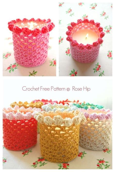 Candle Jar Cozy Free Crochet Patterns Diy Magazine Crochet Candle Crochet Candle Holder