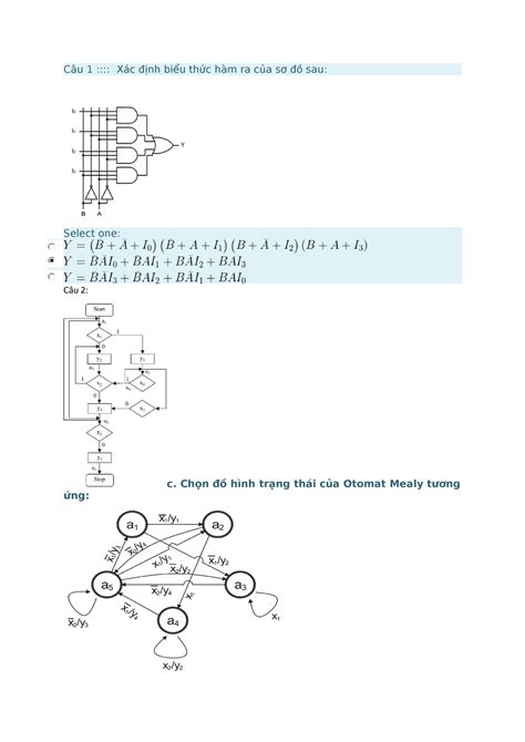 KTS 1 yiu Câu 1 Xác định biểu thức hàm ra của sơ đồ sau