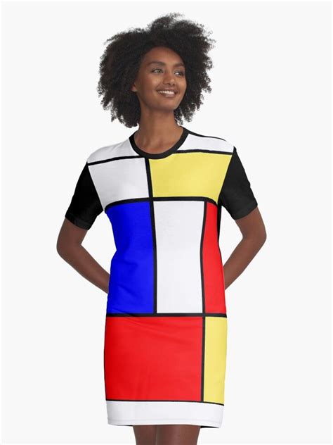 Mondrian Mod 60s Yellow Blue Red Abstract Piet Mondrian White