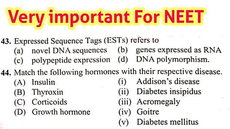 53 Biology Most Expected Questions For NEET Biology Very Important