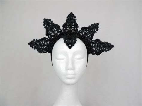 Gothic Burlesque Kopfschmuck Schwarz Headdress Headpiece Krone