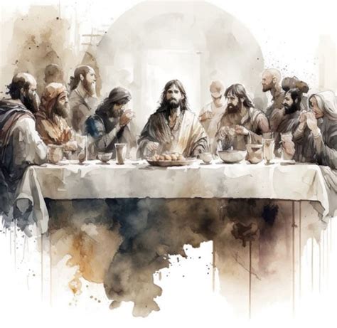 The Last Supper Painting With Watercolors On Paper