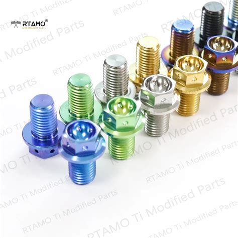 M10X15 RTAMO Titanium Mirror Bolts Flange Drilled Head