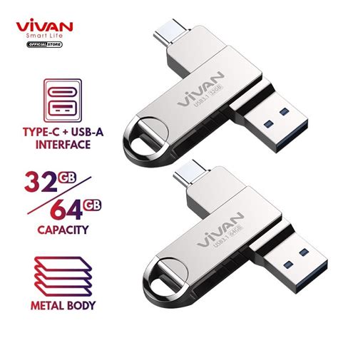 Jual Flashdisk Otg Vivan Gb Gb Dual Interface Type C Usb Metal