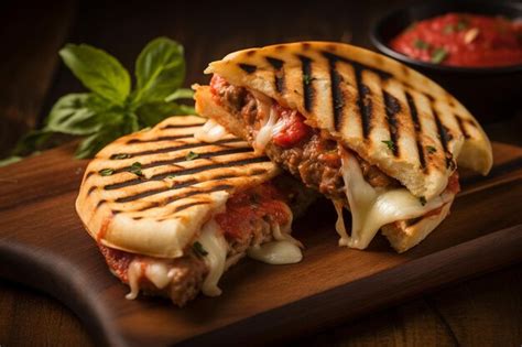 Premium Photo Meatball Panini With Marinara