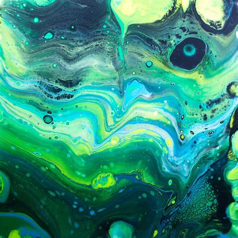 Wild Green Acrylic Pour Painting Stock Image Image Of Primary Dots