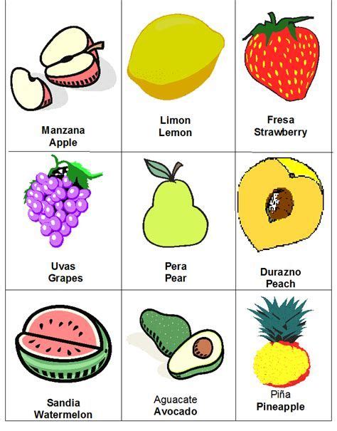 Tarjetas Did Cticas De Frutas En Ingl S Para Primaria