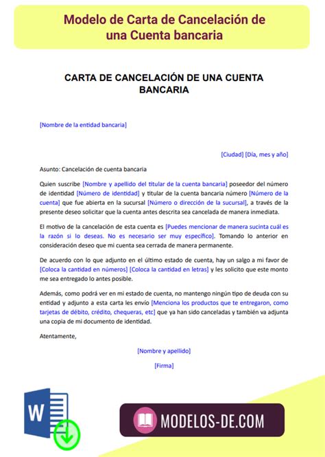 Ejemplo Carta De Cancelacion De Cuenta Bancaria Pdf Bancos Justicia