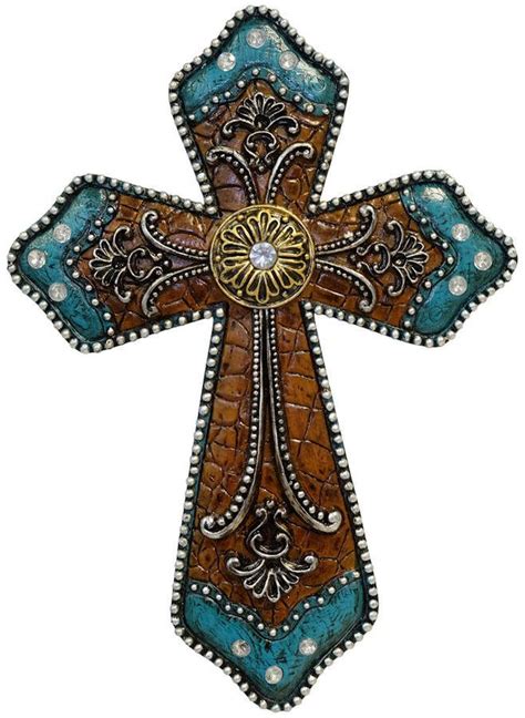 Brown And Turquoise Cross Wall Decor Cross Wall Decor Brown Wall Decor