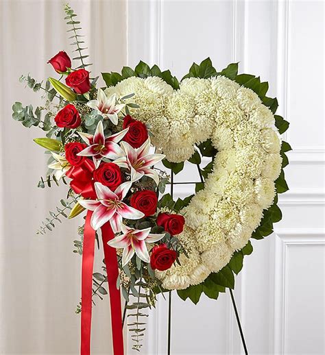 Always Remember™ Floral Heart Tribute - Red Rose & Lily | 1800Flowers ...