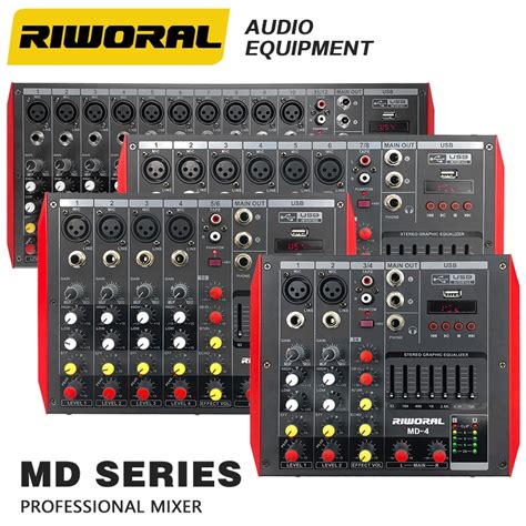 RIWORAL MD มกเซอร 4 6 8 12 ชอง mixer เครองเสยง บลท ธ USB เอฟเฟค