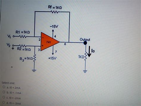 Solved Rf 1KO 15V R1 1KQ 2 Output 741 6 VW R2 1KO 3 Chegg