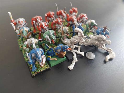 Warhammer Classic Lizardmen Saurus Warriors With Command Group Th