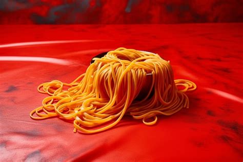 Premium Photo Uncooked Spaghetti Pasta Tied With Rope On Colorful Surface