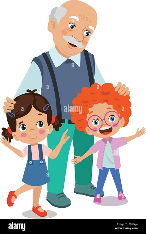 Little Boy Hugging His Grandfather Stock Vector Image And Art Alamy