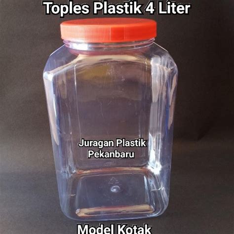 Jual Baru Toples Plastik Liter Model Kotak Tutup Merah Toples