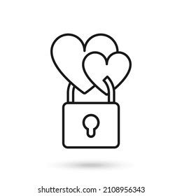 Love Lock Two Hearts Locked Together Stock Vector Royalty Free