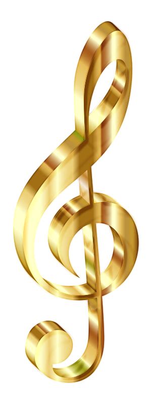 Gold 3d Clef Enhanced No Background Openclipart