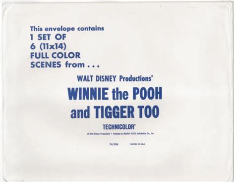 WINNIE THE POOH And Tigger Too Walt Disney 1974 Lobby Card Folder 38