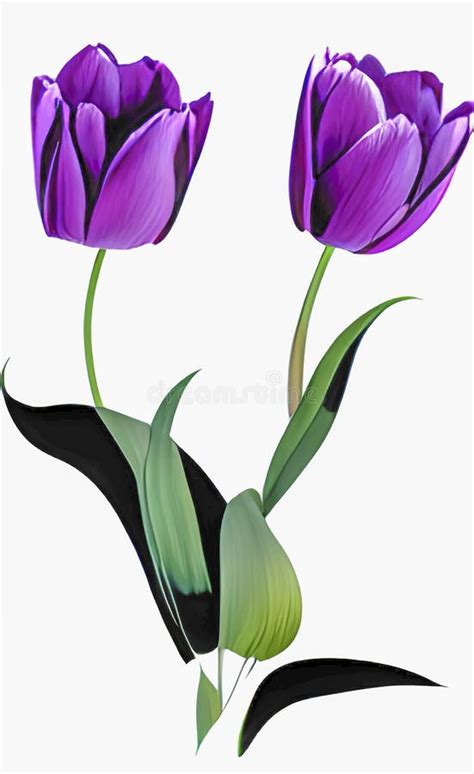 Purple Tulips On White Background Stock Illustration Illustration Of