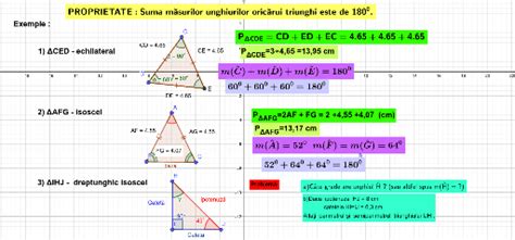 Suma Masurilor Unghiurilor Unui Triunghi Perimetrul GeoGebra