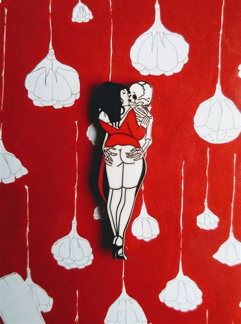 Sexy Skull And Girl Vintage Art Hard Enamel Pin 1 5 Etsy