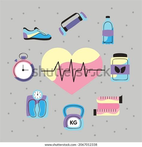 Nine Healthy Lifestyle Set Icons Stock Vector Royalty Free 2067012338