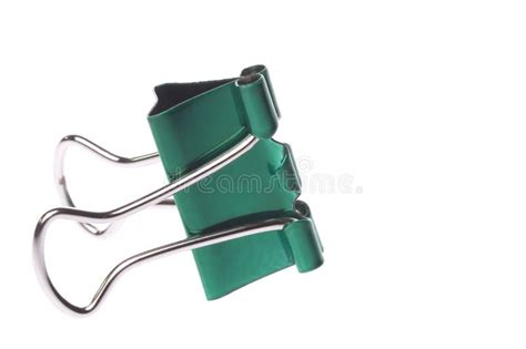 Green Metal Binder Clip Stock Photo Image Of Closed Loops 5754154