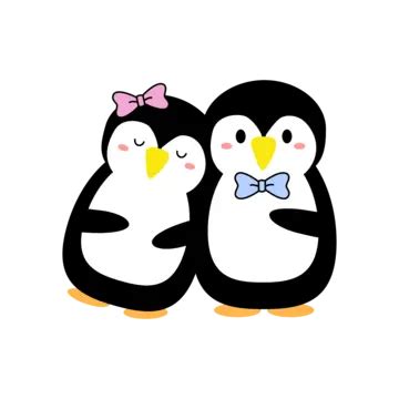 Imagen De Caricatura De Una Linda Pareja De Pingüinos Recostada Sobre