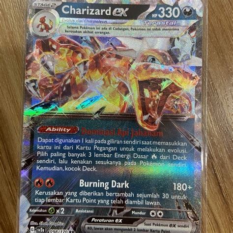 Jual Kartu Pokemon Indonesia TCG Charizard Ex RR SV3s Kilau Hitam