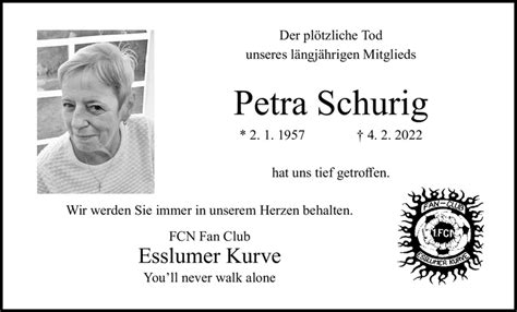 Der plötzliche Tod unseres längjährigen Mitglieds Petra Schurig 2