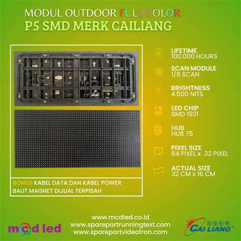 MODUL P5 RGB SMD FULL COLOR OUTDOOR CAILIANG SPARE PART RUNNING TEXT