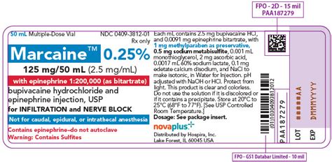 Label Marcaine With Epinephrine Injection Solution Epidural