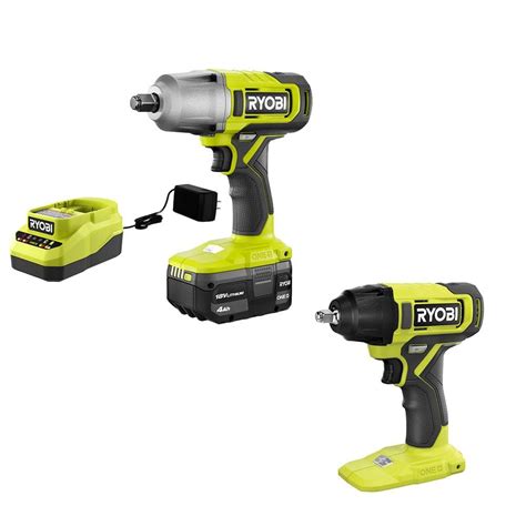 RYOBI ONE+ 18V Cordless 2-Tool Combo Kit with 1/2 in. Impact Wrench, 3/ ...