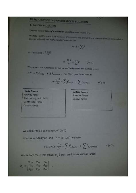 Solution Derivation Of Navier Stokes Equation Pdf Studypool