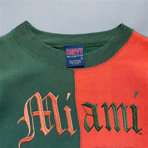 Vintage 90s University Of Miami Hurricanes Embroidered Crewneck