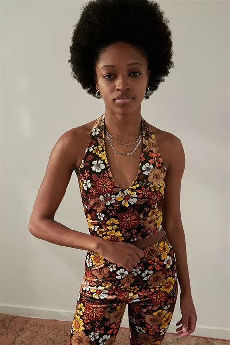 Urban Outfitters Archive 70s Floral Velvet Halter Top Urban Outfitters Uk