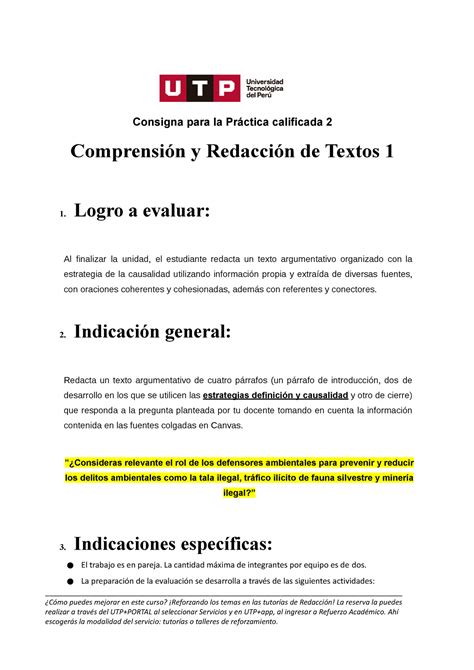 S15 Pc2 S15 Consigna para la Práctica calificada 2 Comprensión y