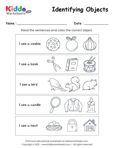 Free Printable Identifying Objects Worksheet Kiddoworksheets