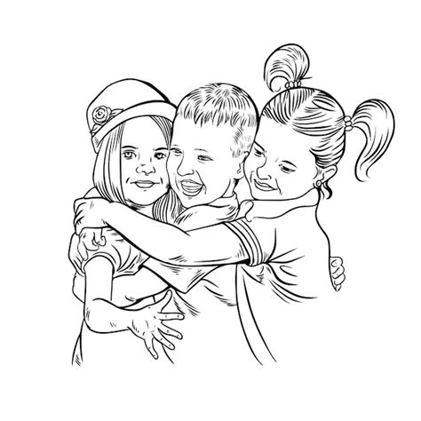 Premium Vector | Kids hugging illustration