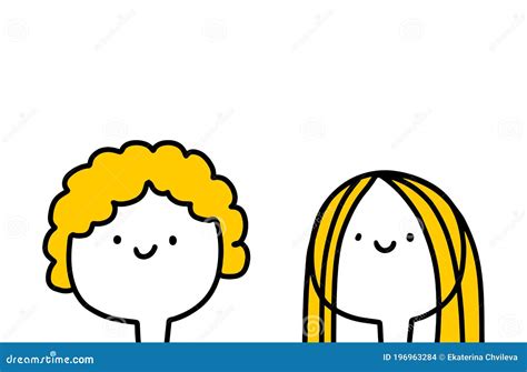 Woman Curly And Straight Long Hair Style Changes In Cartoon Comic Style ...