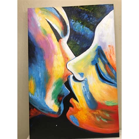 Oil on Canvas Painting of Kissing Couple