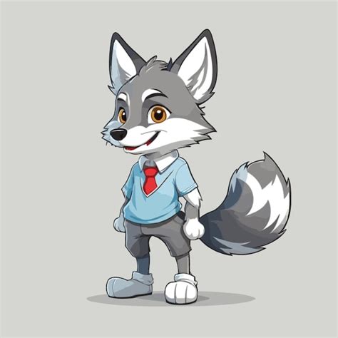 Vetor De Personagem Lobo Em Fundo Branco Vetor Premium