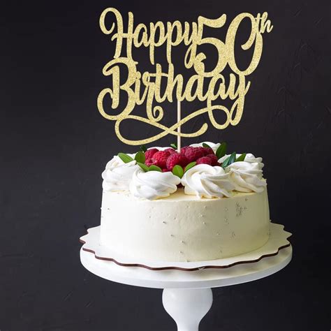 Gold Glitter Happy 50th Birthday Cake Toppercheers Maroc Ubuy