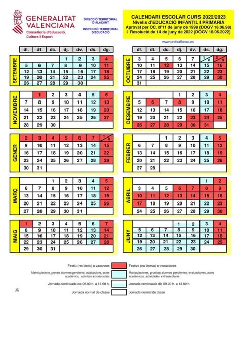 Calendario Del Curso Ceip Pr Cticas La Aneja