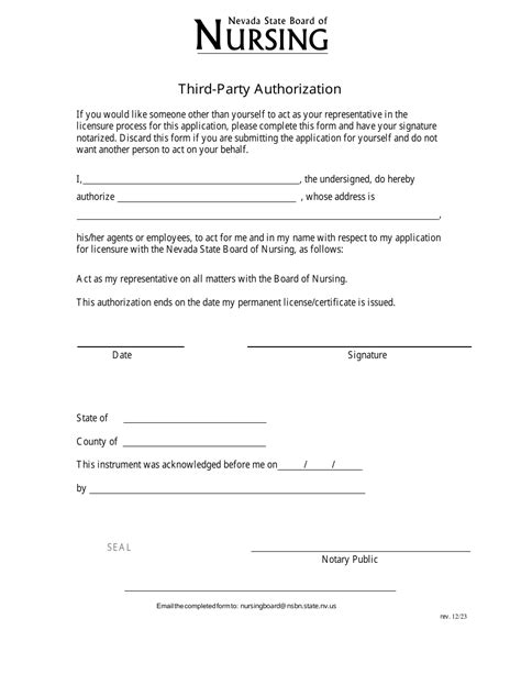 Nevada Third Party Authorization Fill Out Sign Online And Download