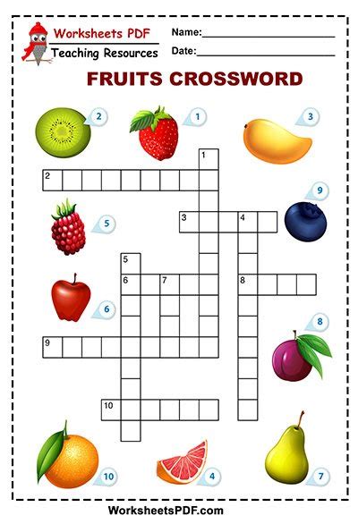 Fruit Crossword Esl Free Printable Worksheets Worksheets Pdf