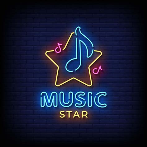 Vector De Texto De Estilo De Letreros De Neón De Estrella De Música