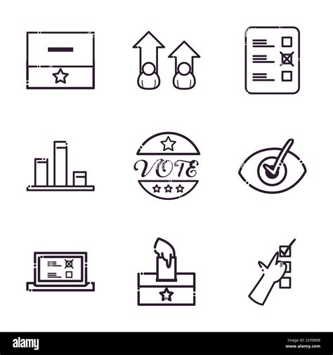 Line Style Icons Collection Design Democracy President Election And