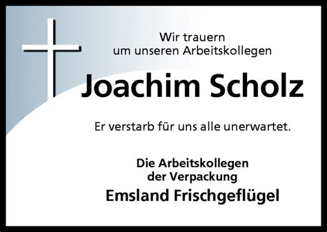 Traueranzeigen Von Joachim Scholz Noz Trauerportal